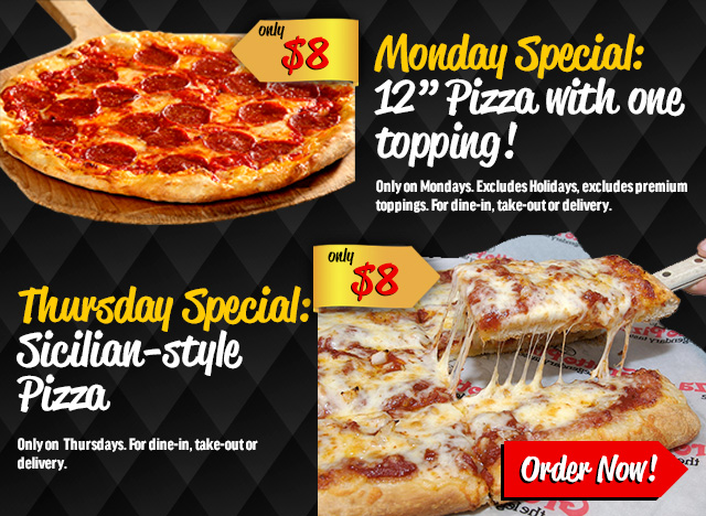 Grotto Pizza weekly specials for take-out, delivery or dine-in.
